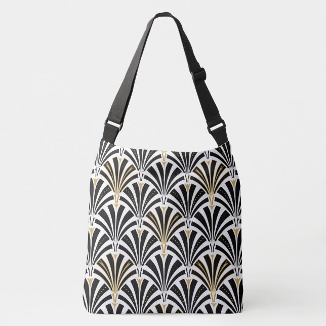 Art Deco fan pattern - black and white Crossbody Bag (Front)