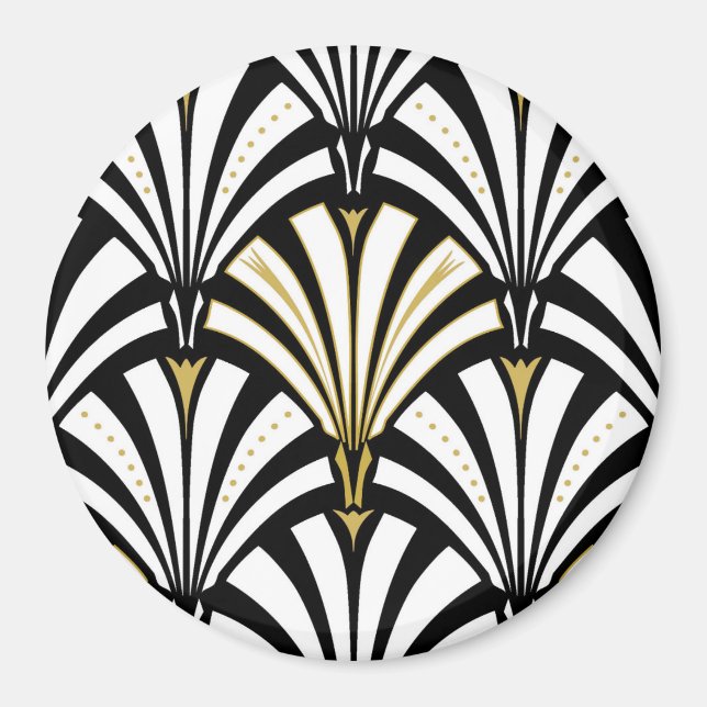 Art Deco fan pattern - black and white Magnet (Front)