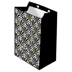 Art Deco fan pattern - black and white Medium Gift Bag