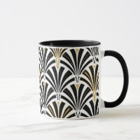 Art Deco fan pattern - black and white
