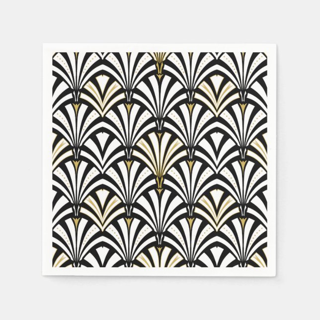 Art Deco fan pattern - black and white Napkin (Front)