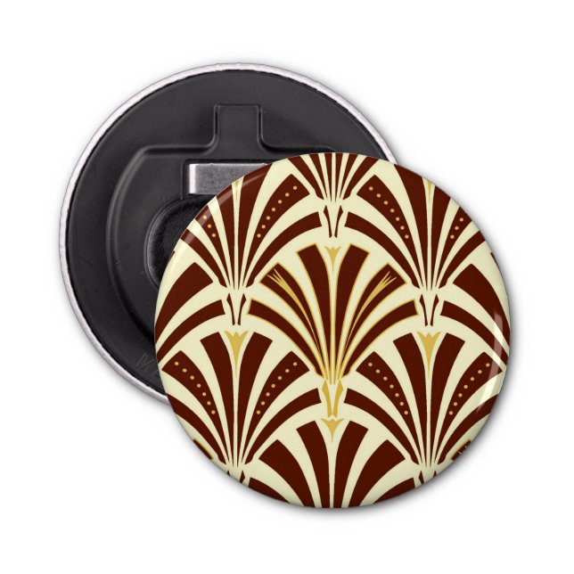 Art Deco fan pattern - chocolate on cream Bottle Opener (Front)