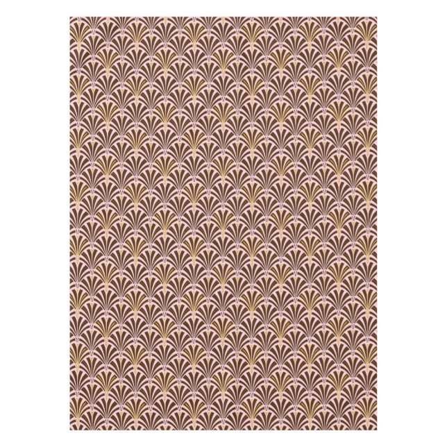 Art Deco fan pattern - chocolate on pink Tablecloth (Front)