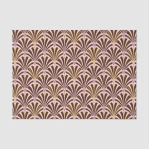 Art Deco fan pattern - chocolate on pink Tissue Paper
