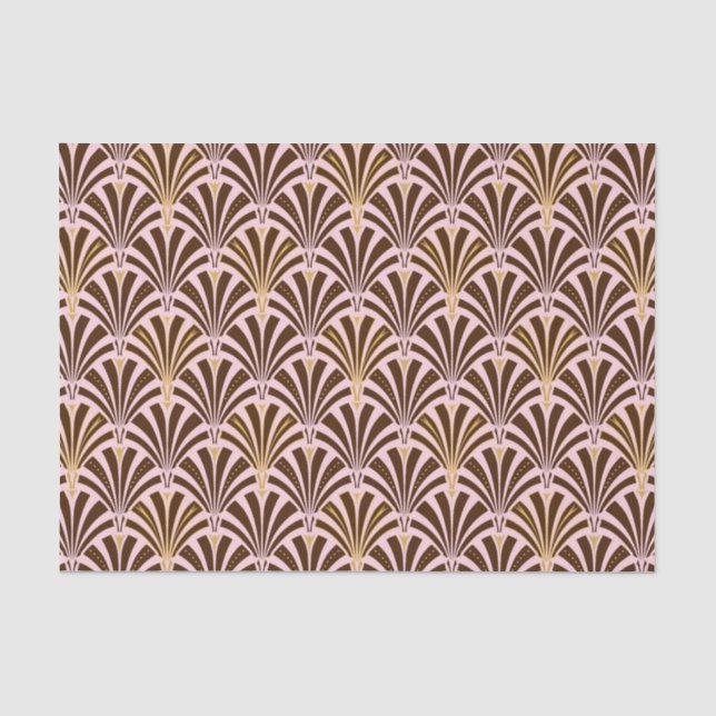 Art Deco fan pattern - chocolate on pink Tissue Paper (Front)