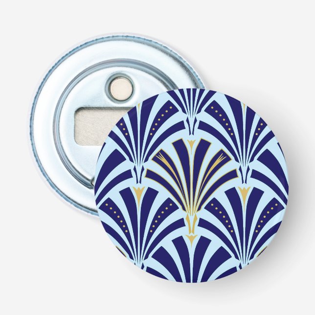 Art Deco fan pattern - cobalt and sky blue Bottle Opener (Front)