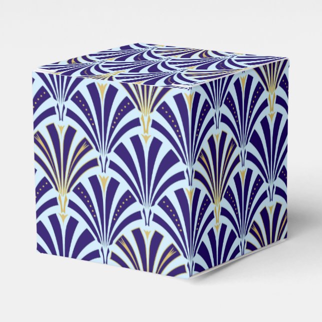 Art Deco fan pattern - cobalt and sky blue Favour Box (Front Side)