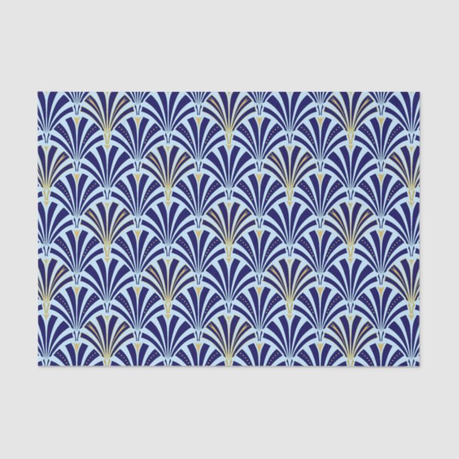 Art Deco fan pattern - cobalt and sky blue Tissue Paper (Front)