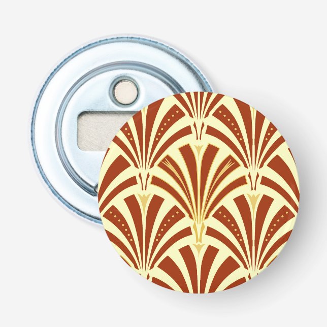 Art Deco fan pattern - copper on yellow Bottle Opener (Front)