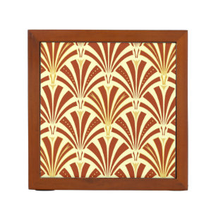 Art Deco fan pattern - copper on yellow Desk Organiser