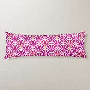 Art Deco fan pattern - fuchsia pink Body Cushion