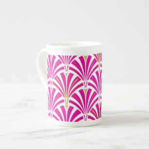 Art Deco fan pattern - fuchsia pink Bone China Mug