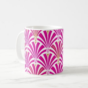 Art Deco fan pattern - fuchsia pink Coffee Mug