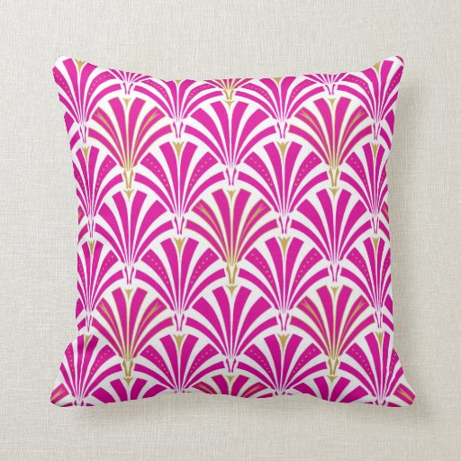 Image of Art Deco fan pattern - fuchsia pink Cushion