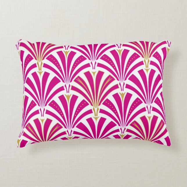 Art Deco fan pattern - fuchsia pink Decorative Cushion (Front)