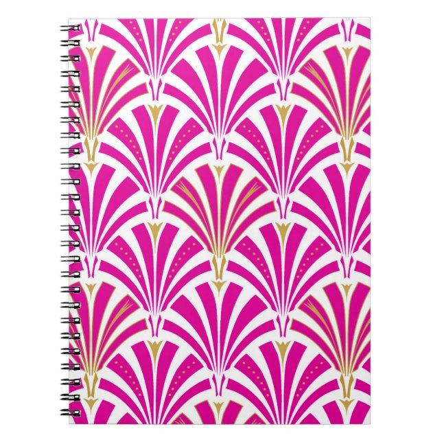 Art Deco fan pattern - fuchsia pink Notebook (Front)