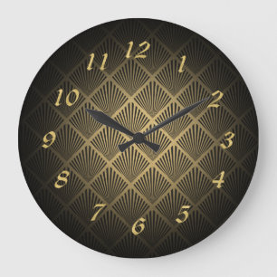 Art Deco Fan Pattern Large Clock