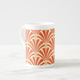 Art Deco fan pattern - mandarin orange Bone China Mug