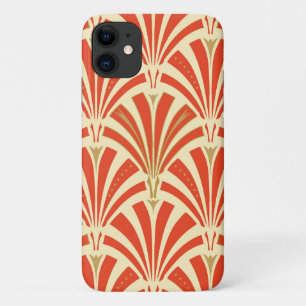 Art Deco fan pattern - mandarin orange iPhone 11 Case