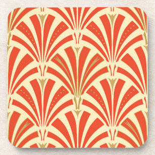 Art Deco fan pattern - mandarin orange Coaster