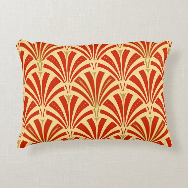 Art Deco fan pattern - mandarin orange Decorative Cushion (Front)