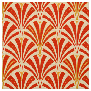 Art Deco fan pattern - mandarin orange Fabric