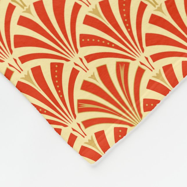Art Deco fan pattern - mandarin orange Fleece Blanket (Corner)