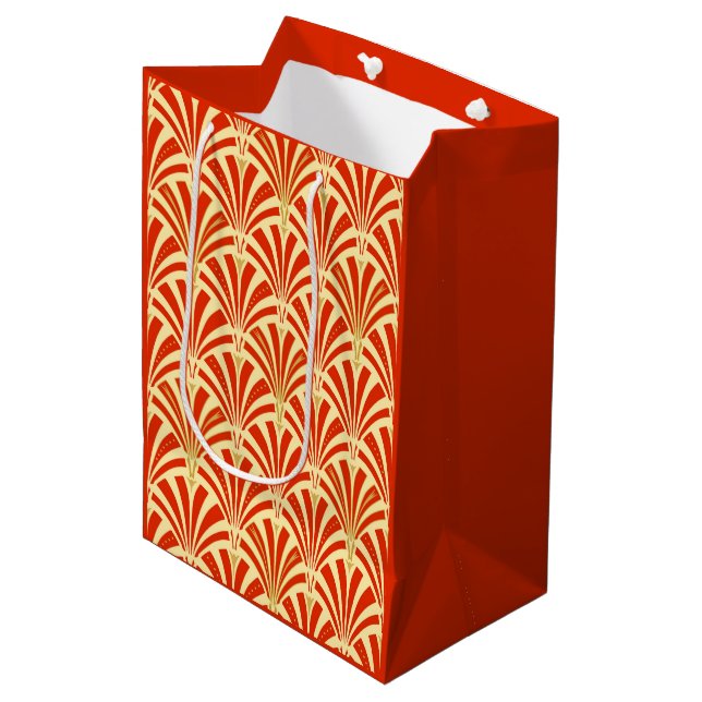 Art Deco fan pattern - mandarin orange Medium Gift Bag (Front Angled)