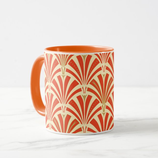 Art Deco fan pattern - mandarin orange Mug (Front Left)