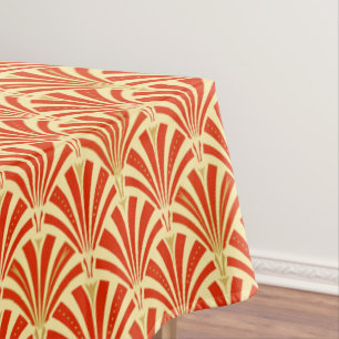 Art Deco fan pattern - mandarin orange Tablecloth