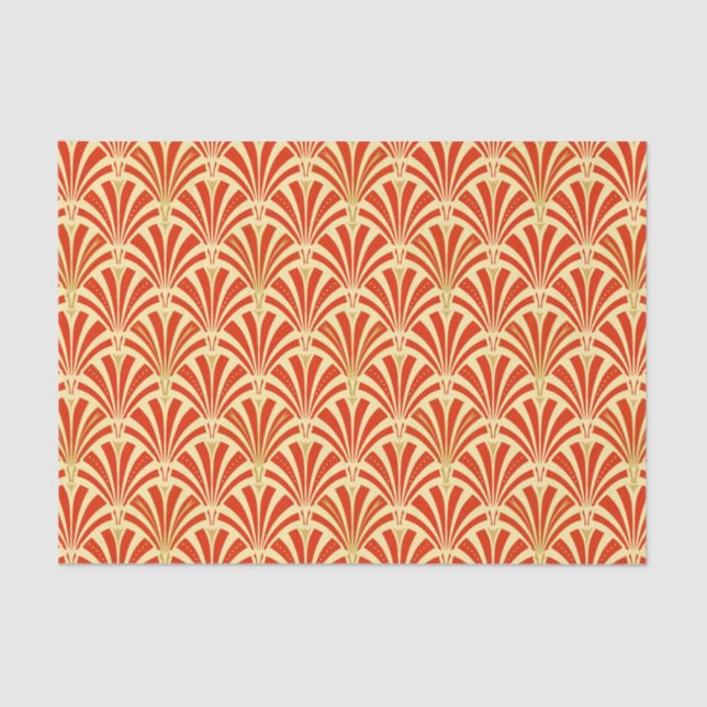 Art Deco fan pattern - mandarin orange Tissue Paper (Front)