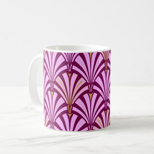 Art Deco fan pattern - orchid and purple Coffee Mug (Front Left)