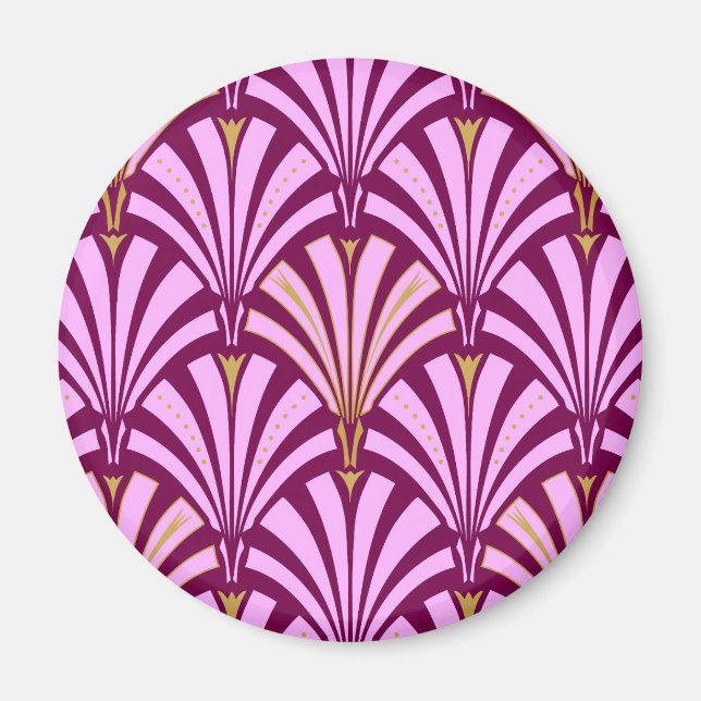 Art Deco fan pattern - orchid and purple Magnet (Front)
