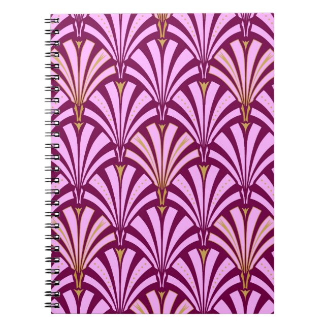 Art Deco fan pattern - orchid and purple Notebook (Front)