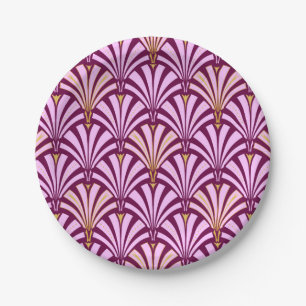 Art Deco fan pattern - orchid and purple Paper Plate