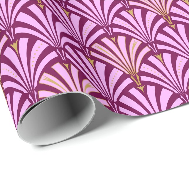 Art Deco fan pattern - orchid and purple Wrapping Paper (Roll Corner)