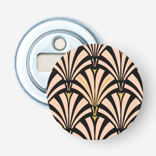 Art Deco fan pattern - peach on black Bottle Opener