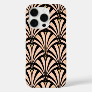Art Deco fan pattern - peach on black iPhone 16 Pro Case