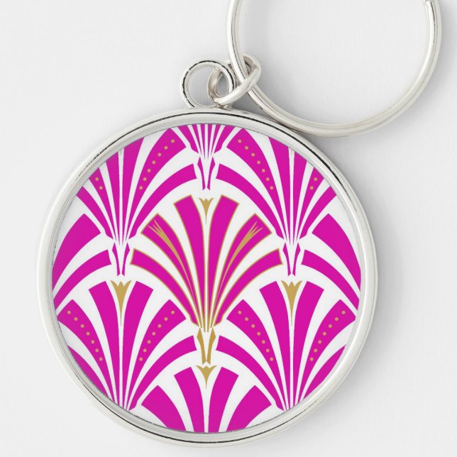Art Deco fan pattern - peppermint pink Key Ring (Front)