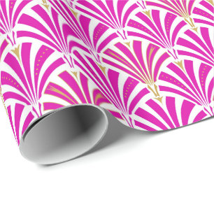 Art Deco fan pattern - peppermint pink Wrapping Paper