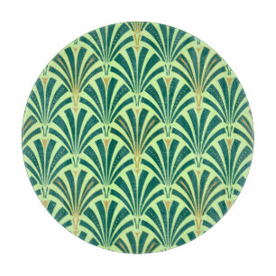 Art Deco fan pattern - pine and mint green Cutting Board