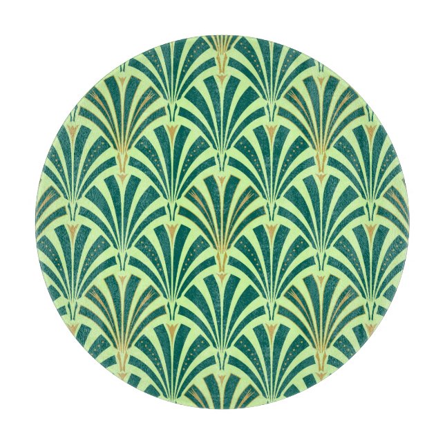Art Deco fan pattern - pine and mint green Cutting Board (Front)