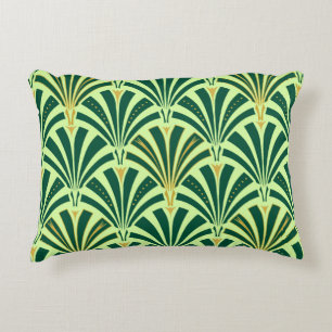 Art Deco fan pattern - pine and mint green Decorative Cushion