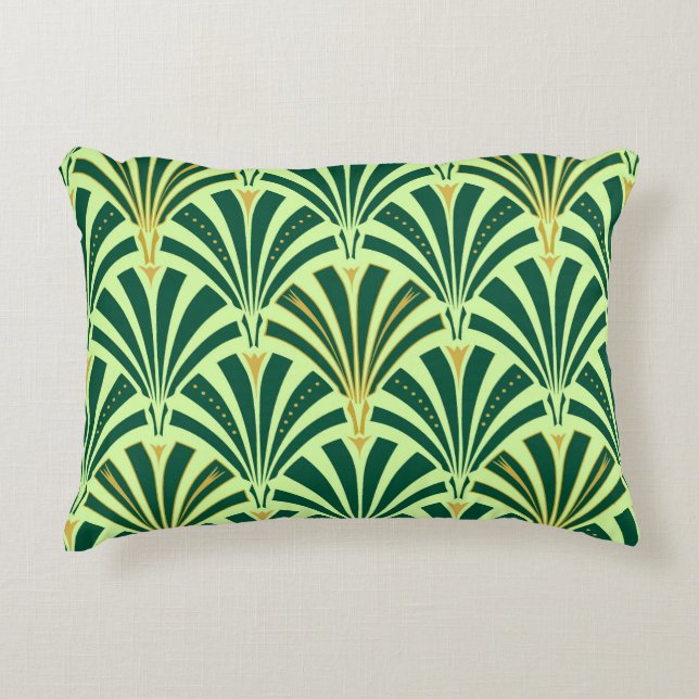 Art Deco fan pattern - pine and mint green Decorative Cushion (Front)