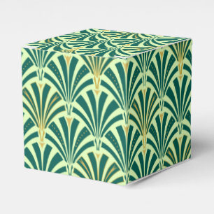 Art Deco fan pattern - pine and mint green Favour Box