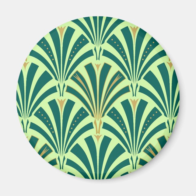 Art Deco fan pattern - pine and mint green Magnet (Front)