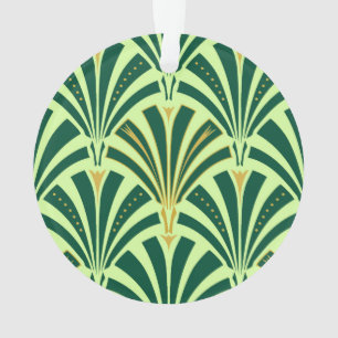 Art Deco fan pattern - pine and mint green Ornament