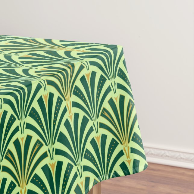 Art Deco fan pattern - pine and mint green Tablecloth (In Situ)