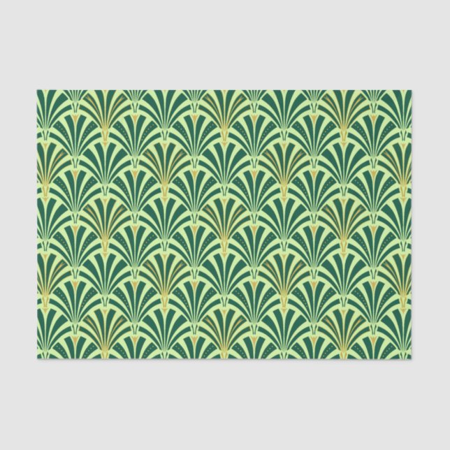 Art Deco fan pattern - pine and mint green Tissue Paper (Front)