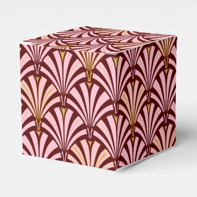 Art Deco fan pattern - pink and burgundy Favour Box (Front Side)